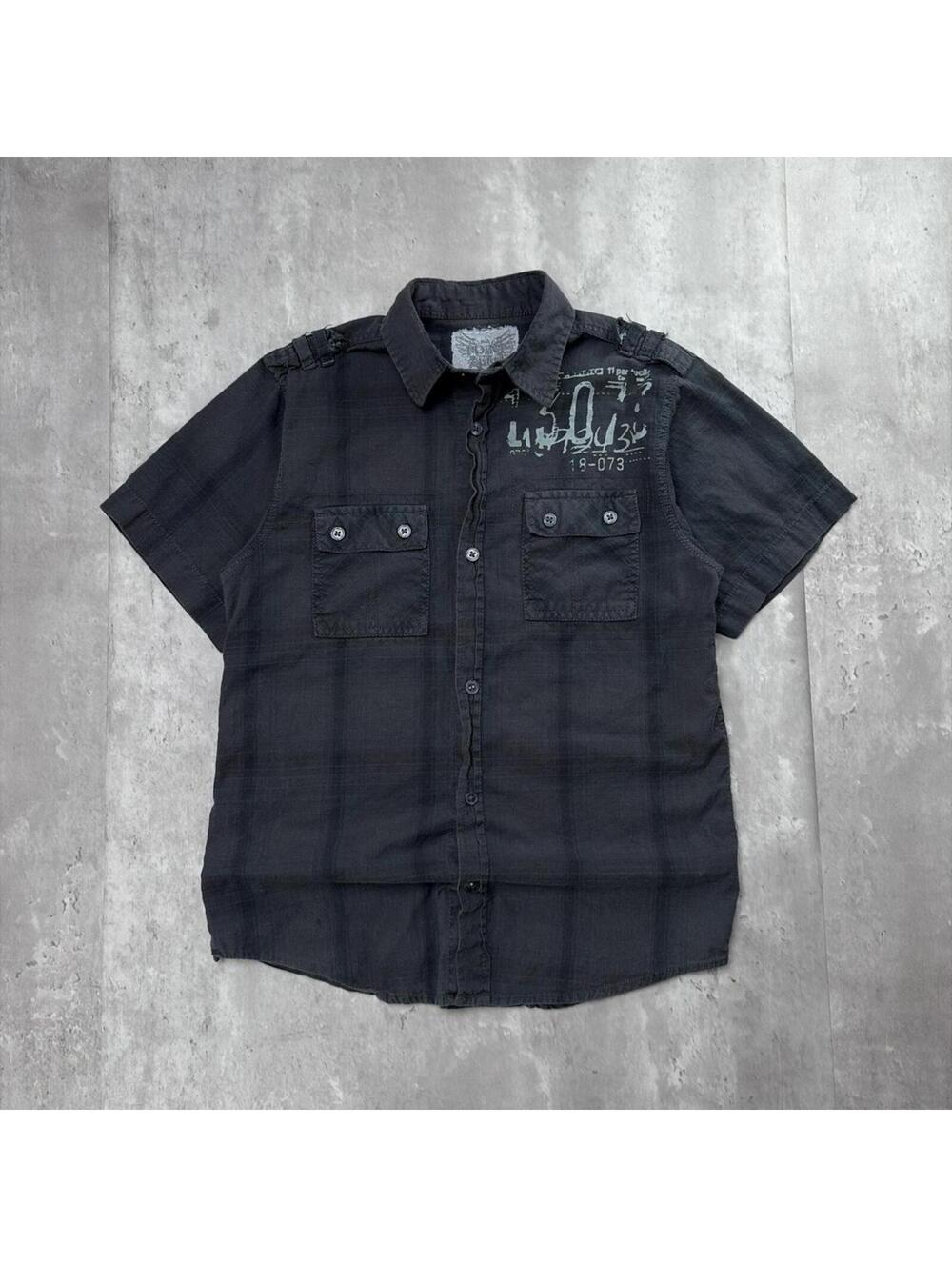 Y2K Point Zero Surf Grunge Gothic Plaid Button Up Shirt